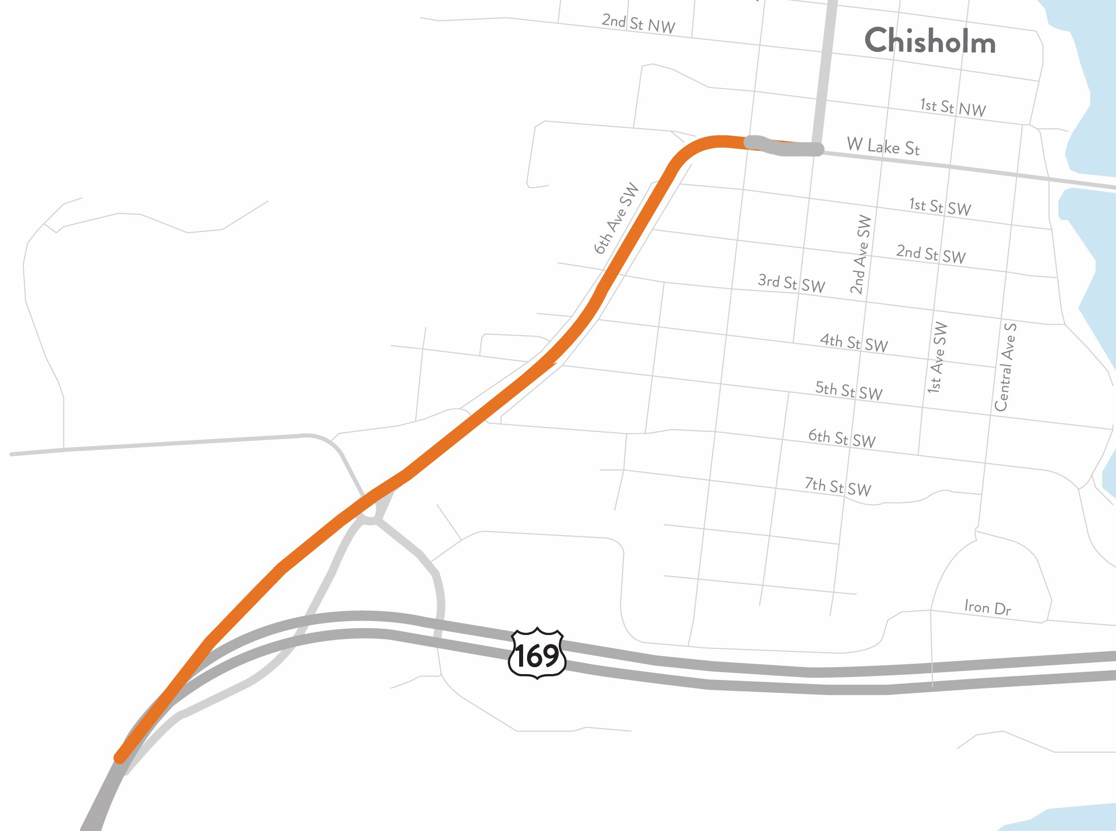 A rendering of the Hwy 73 corridor study area in Chisholm.